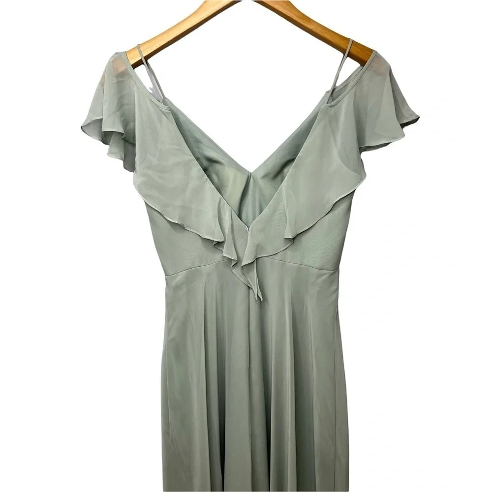 Dessy Collection Ruffled Cold Shoulder Chiffon Maxi Dress Willow Style 3020 - Picture 5 of 9